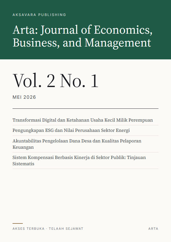 Sampul terbitan terkini Arta: Journal of Economics, Business, and Management