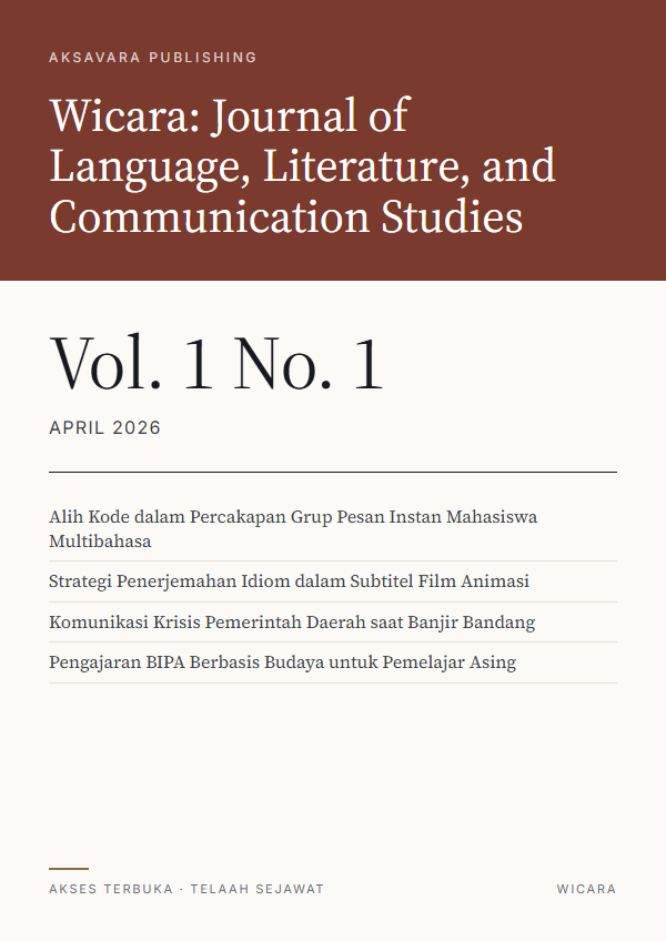 Sampul terbitan terkini Wicara: Journal of Language, Literature, and Communication Studies